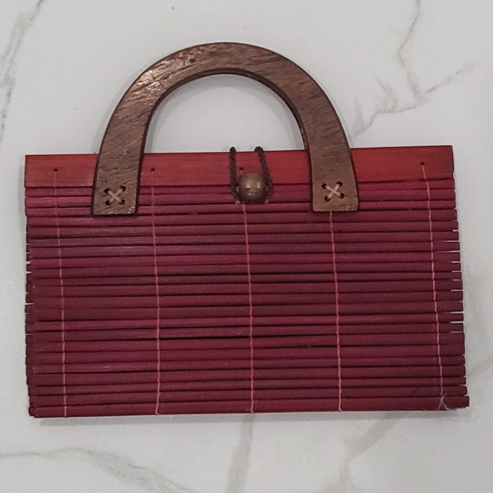 Vintage Red wooden slat Handbag